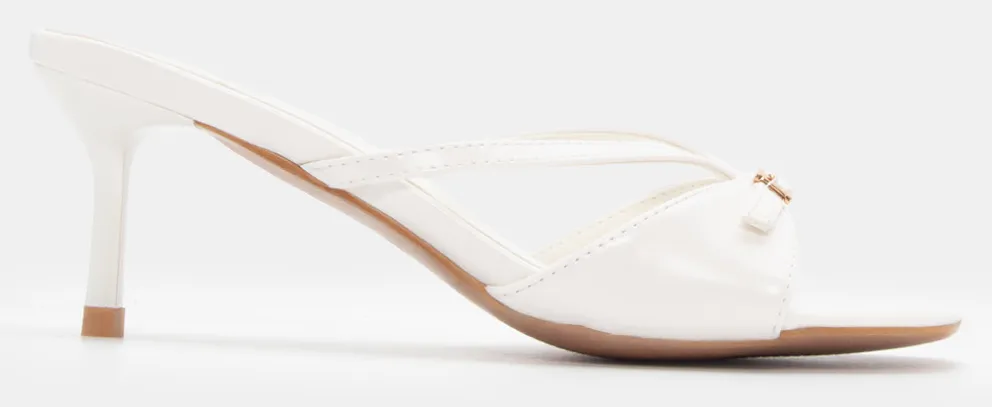 Mules με Λουράκια & Τόκα - Λευκό