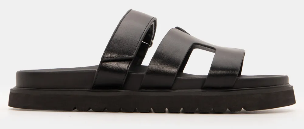 Σανδάλια Flatform με Λουράκι Scratch - Μαύρο