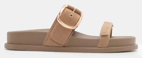 Σανδάλια Flatform με Λουράκι Scratch - Μπεζ-Σκούρο