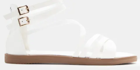Flat Σανδάλια με Φερμουάρ - Λευκό