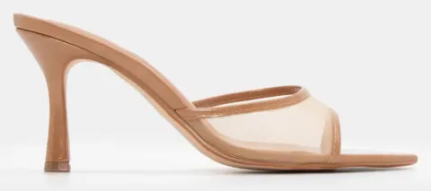 Mules Μυτερά με Δίχτυ στην Φάσα - Μπεζ-Σκούρο