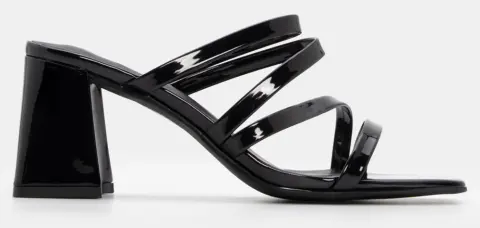 Mules με Λουράκια - Μαύρο-Λουστρίνι