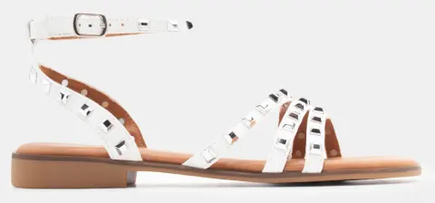 Flat Σανδάλια με Πολλαπλά Λουράκια & Τρούκς - Λευκό