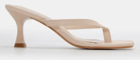 Mules Thong με Kitten Heel - Μπεζ