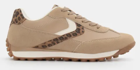 Sneakers σε Συνδυασμό Χρωμάτων & Υλικών - Μπεζ-Σκούρο