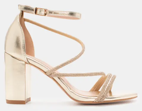 Πέδιλα με Πολλαπλά Λουράκια Από Strass - Χρυσό