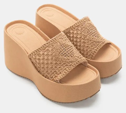 Πλατφόρμες με Πλεκτή Φαρδιά Φάσα - Μπεζ-Σκούρο