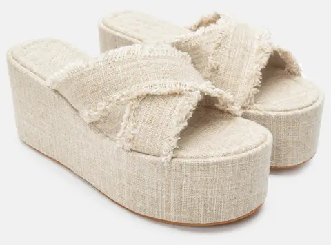 Πλατφόρμες Jean με Χιαστί Λουράκια - Μπεζ