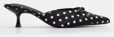 Mules Μυτερά με Διακοσμητικό Φιόγκο - Άσπρο+Μαύρο