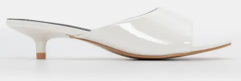 Mules με Φαρδιά Φάσα - Λευκό-Λουστρίνι