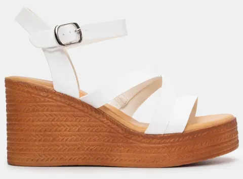 Πλατφόρμες με Πολλαπλά Λουράκια & Μπαρέτα - Λευκό