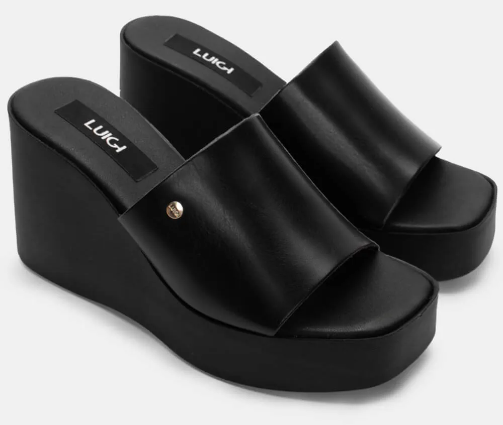 LUIGI DESIGN - Πλατφόρμες με Φαρδιά Φάσα - Μαύρο