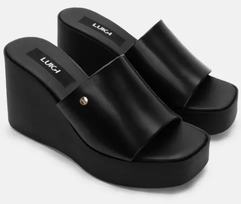 LUIGI DESIGN - Πλατφόρμες με Φαρδιά Φάσα - Μαύρο