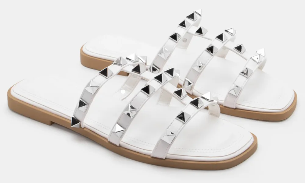 Flat Σανδάλια με Τρουκς - Λευκό