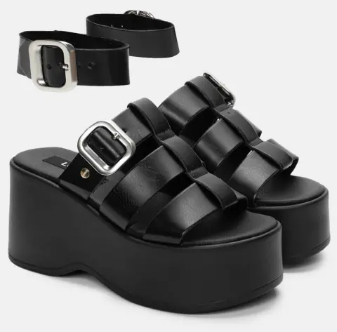 LUIGI DESIGN - Πλατφόρμες με Διακοσμητική Μπαρέτα - Μαύρο