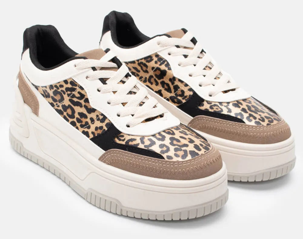 Sneakers Δίσολα με Συνδυασμό Χρωμάτων - Animal Print