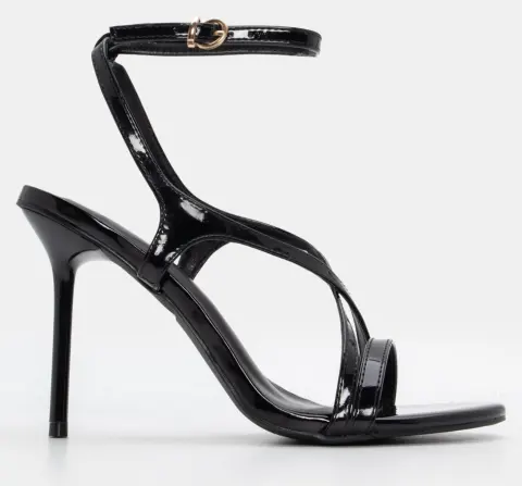 Πέδιλα με Χιαστί Λουράκια & Μπαρέτα - Μαύρο