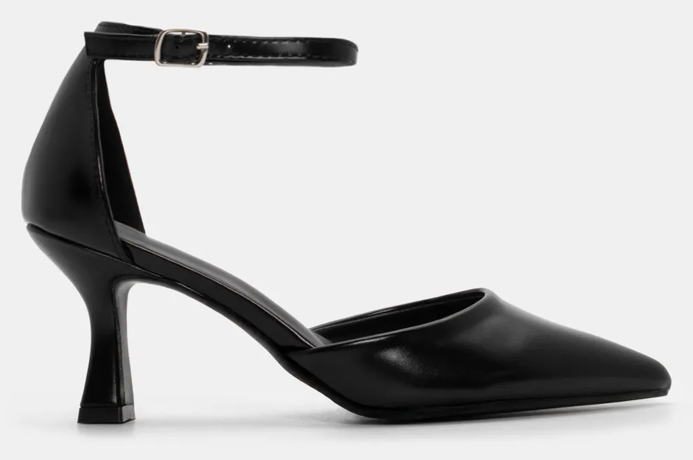 Γόβες Μυτερές με Μπαρέτα - Μαύρο