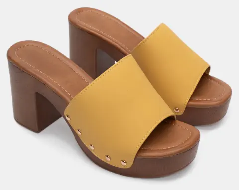 Clogs με Φαρδιά Φάσα & Τρουκς - Κίτρινο