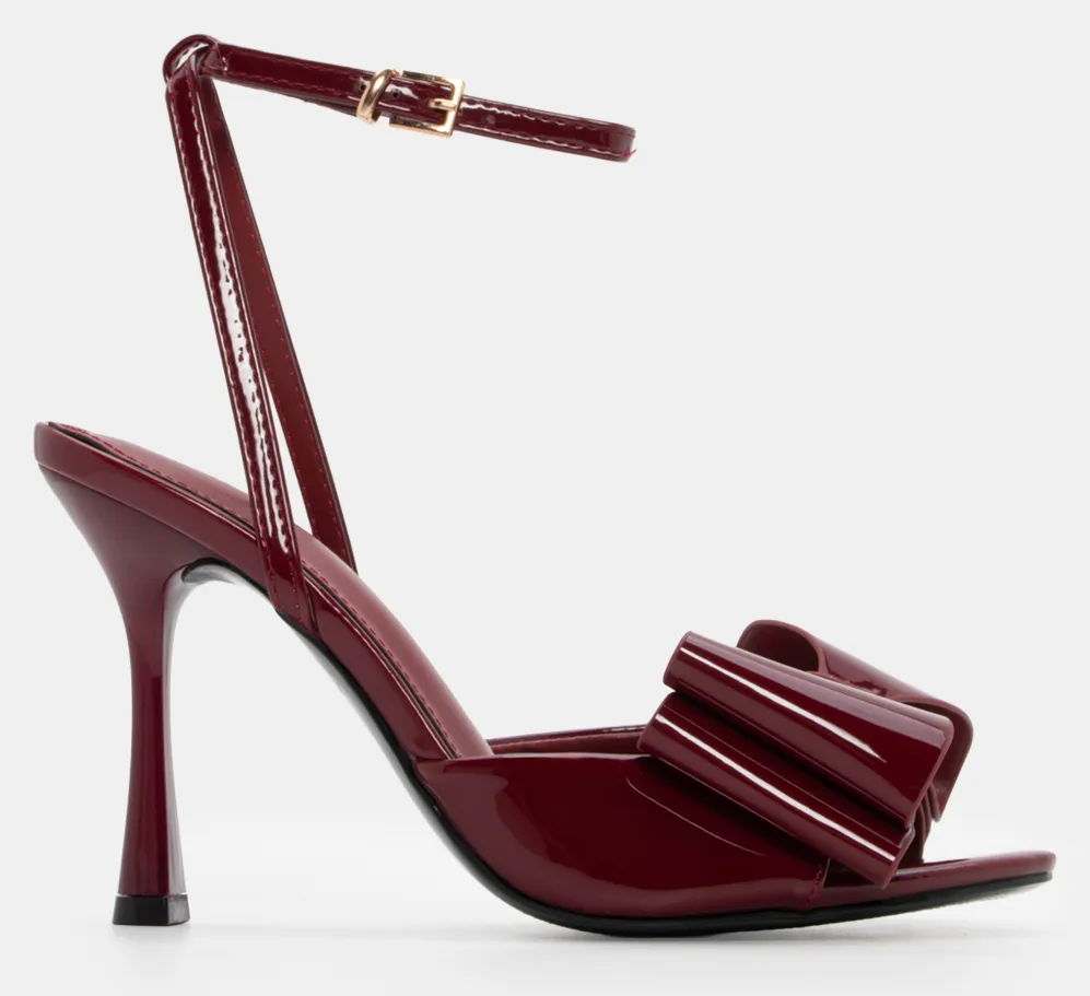 Πέδιλα με Μπαρέτα & Διακοσμητικό Φιόγκο - Μπορντό-Λουστρίνι