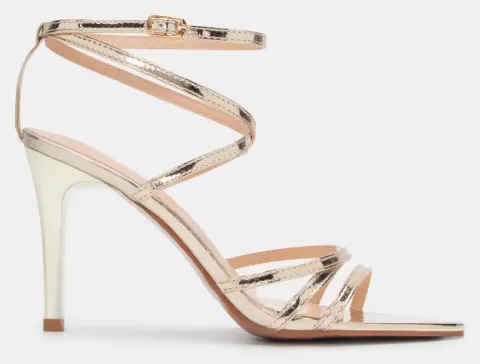 Πέδιλα Μυτερά με Χιαστί Λουράκια - Χρυσό