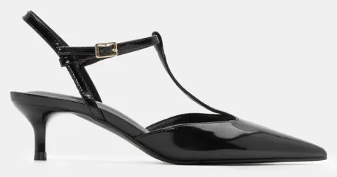 Γόβες Μυτερές με Μπαρέτα - Μαύρο-Λουστρίνι