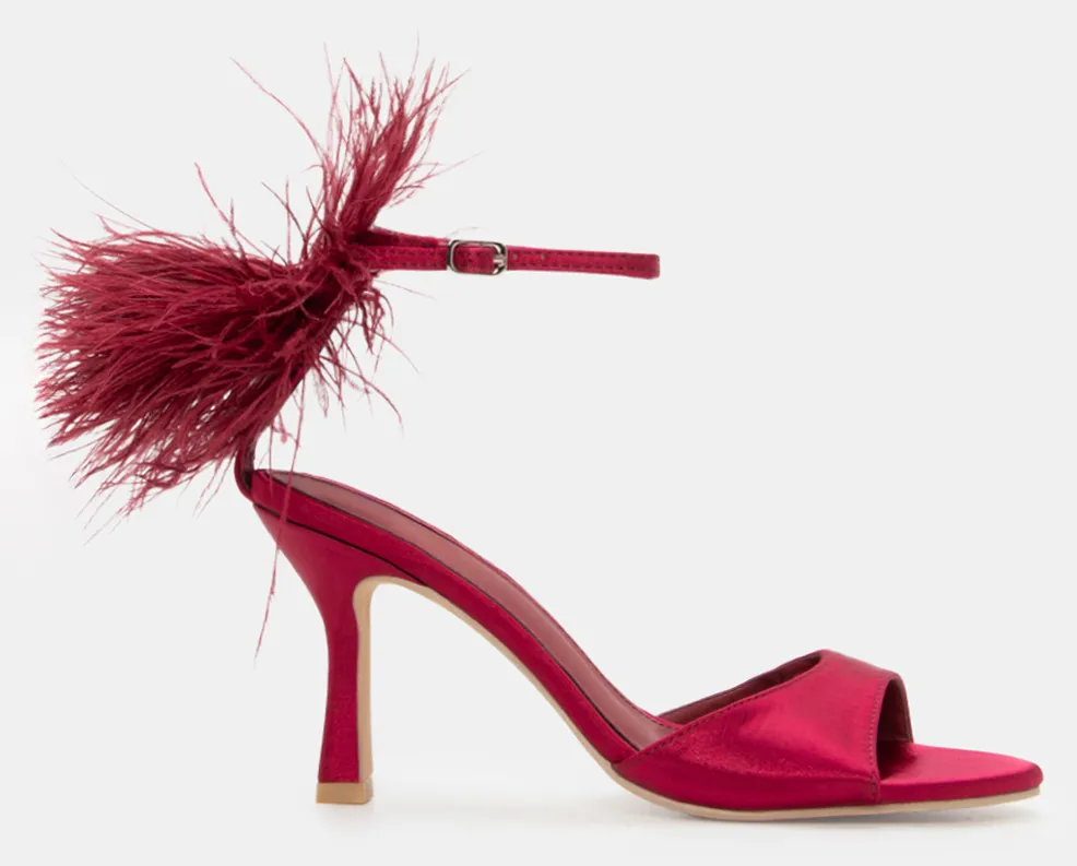 Πέδιλα με Μπαρέτα από Πούπουλα - Μπορντό