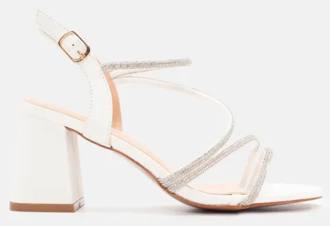 Πέδιλα με Πολλαπλά Λουράκια Από Strass - Λευκό