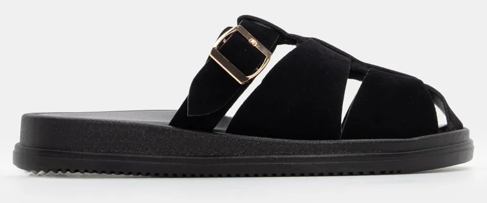 Σανδάλια Flatform με Περίτεχνα Λουράκια & Τόκα - Μαύρο