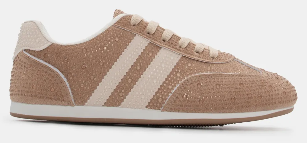 Sneakers με Διακοσμητικά Strass - Μπεζ-Σκούρο