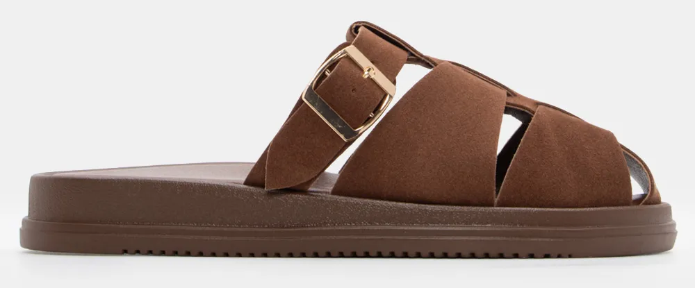 Σανδάλια Flatform με Περίτεχνα Λουράκια & Τόκα - Καφέ Σκούρο