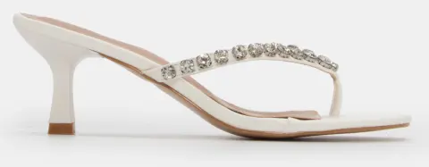 Mules με Διακοσμητικές Πέτρες - Λευκό