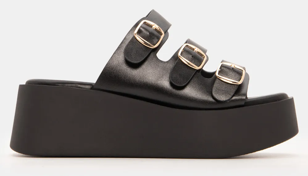 Πλατφόρμες με Λουράκια & Τόκες - Μαύρο