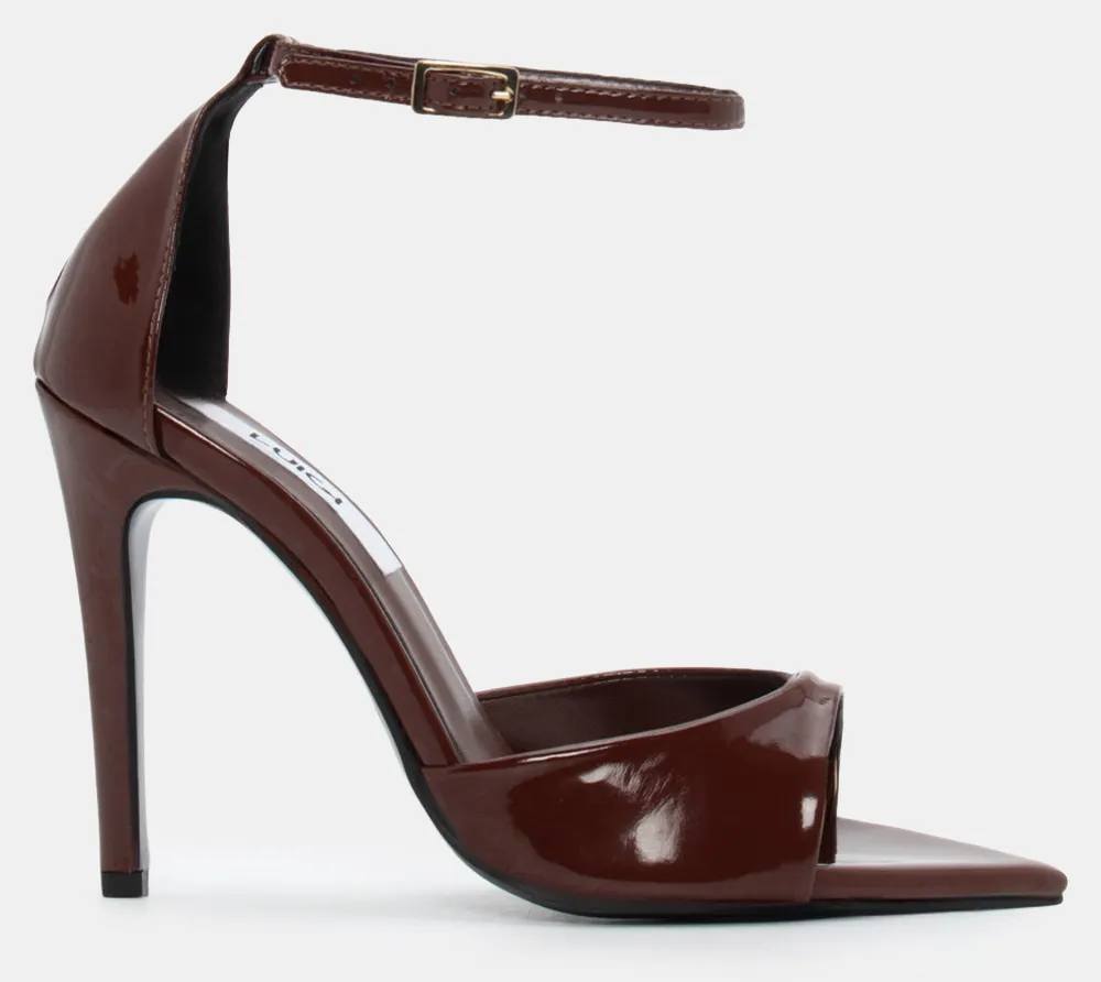 LUIGI DESIGN - Πέδιλα Μυτερά με Μπαρέτα - Καφέ Σκούρο