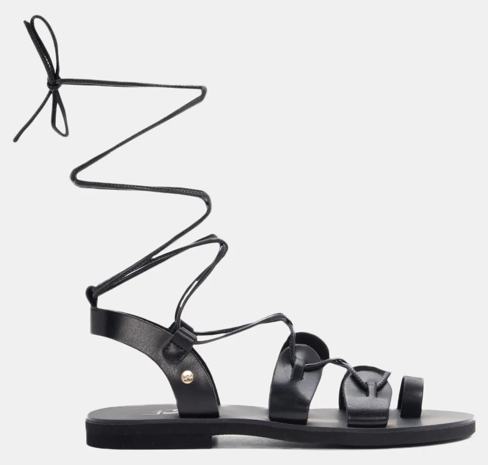 LUIGI DESIGN - Flat Σανδάλια Lace Up - Μαύρο