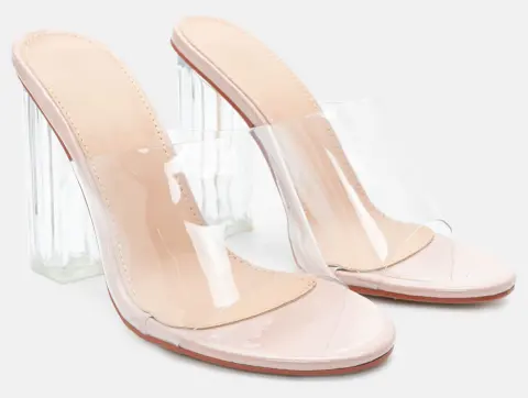 Mules με Διάφανη Φάσα & Διάφανο Τακούνι - Nude