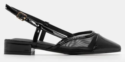 Γοβάκια με Δίχτυ & Συνδυασμό Υλικών - Μαύρο