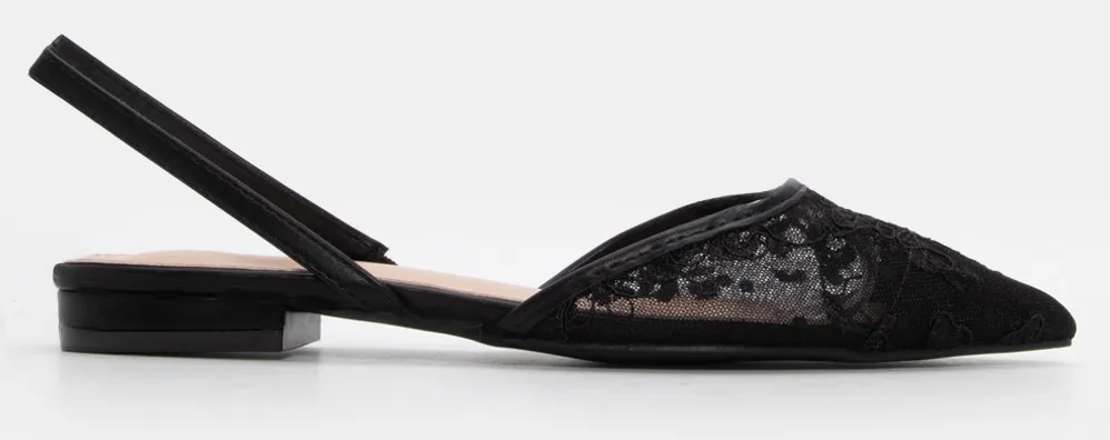 Γοβάκια Μυτερά με Δίχτυ - Μαύρο