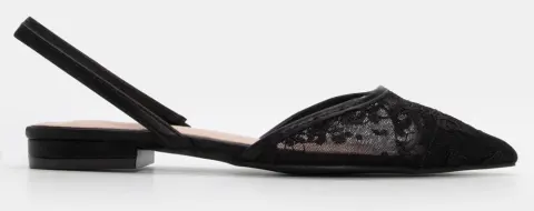 Γοβάκια Μυτερά με Δίχτυ - Μαύρο