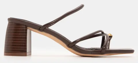 Mules Thong με Χιαστί Λουράκια & Μεταλλική Λεπτομέρεια - Καφέ Σκούρο