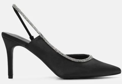 Γόβες Μυτερές με Strass - Μαύρο