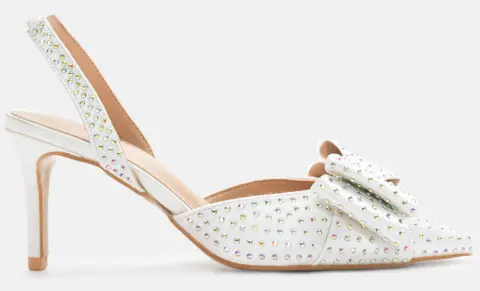 Γόβες με Διακοσμητικό Φιόγκο & Strass - Λευκό