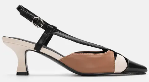 Γοβάκια Μυτερά σε Συνδυασμό Χρωμάτων - Μαύρο