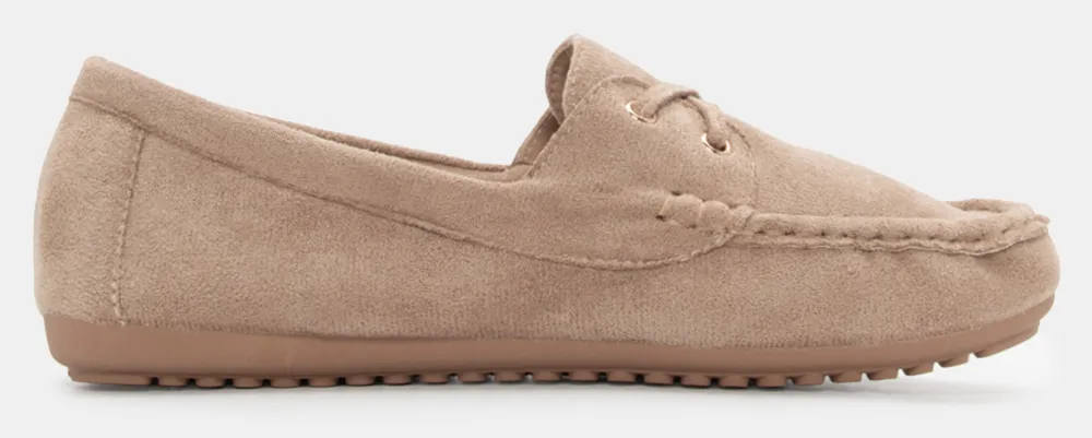 Μοκασίνια με Κορδόνια - Μπεζ-Σκούρο