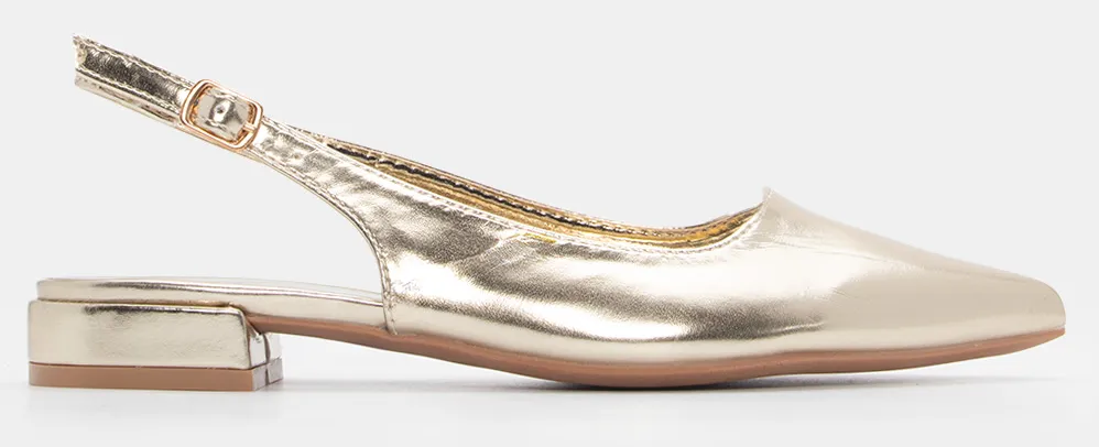 Γοβάκια Slingback Μυτερά - Χρυσό