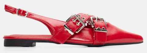 Γοβάκια Μυτερά με Διπλά Χιαστί Λουράκια - Κόκκινο