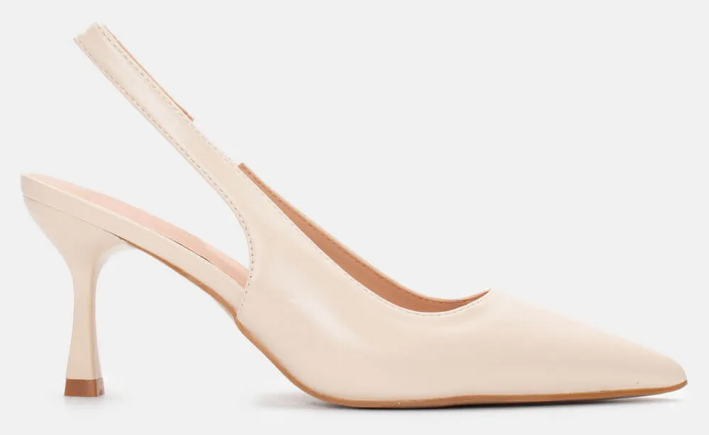 Γόβες Μυτερές Slingback - Μπεζ