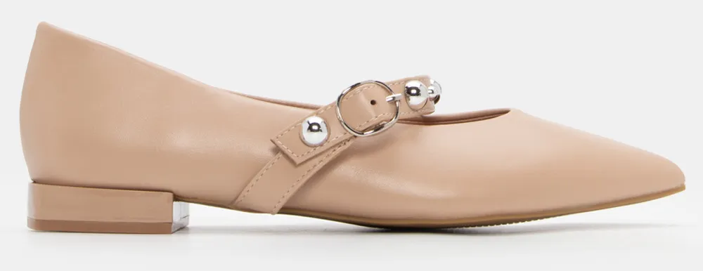 Μπαλαρίνες με Λουράκι & Διακοσμητικά Τρούκς - Μπεζ