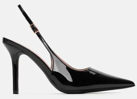 Γόβες Slingback με Το΄κα - Μαύρο-Λουστρίνι