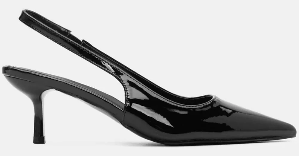 Γόβες Μυτερές Slingback με Λάστιχο - Μαύρο